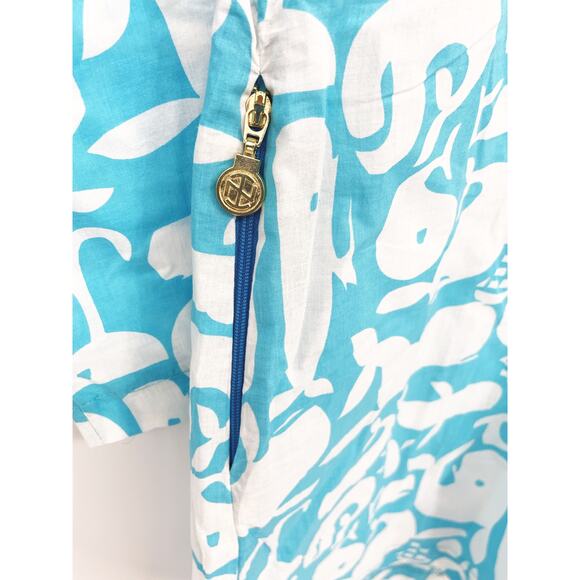 Tracy Negoshian Kaitlin Whale Print Tunic Beach Cover Up 1 Zip Pocket Sz S NWOT - Picture 4 of 9